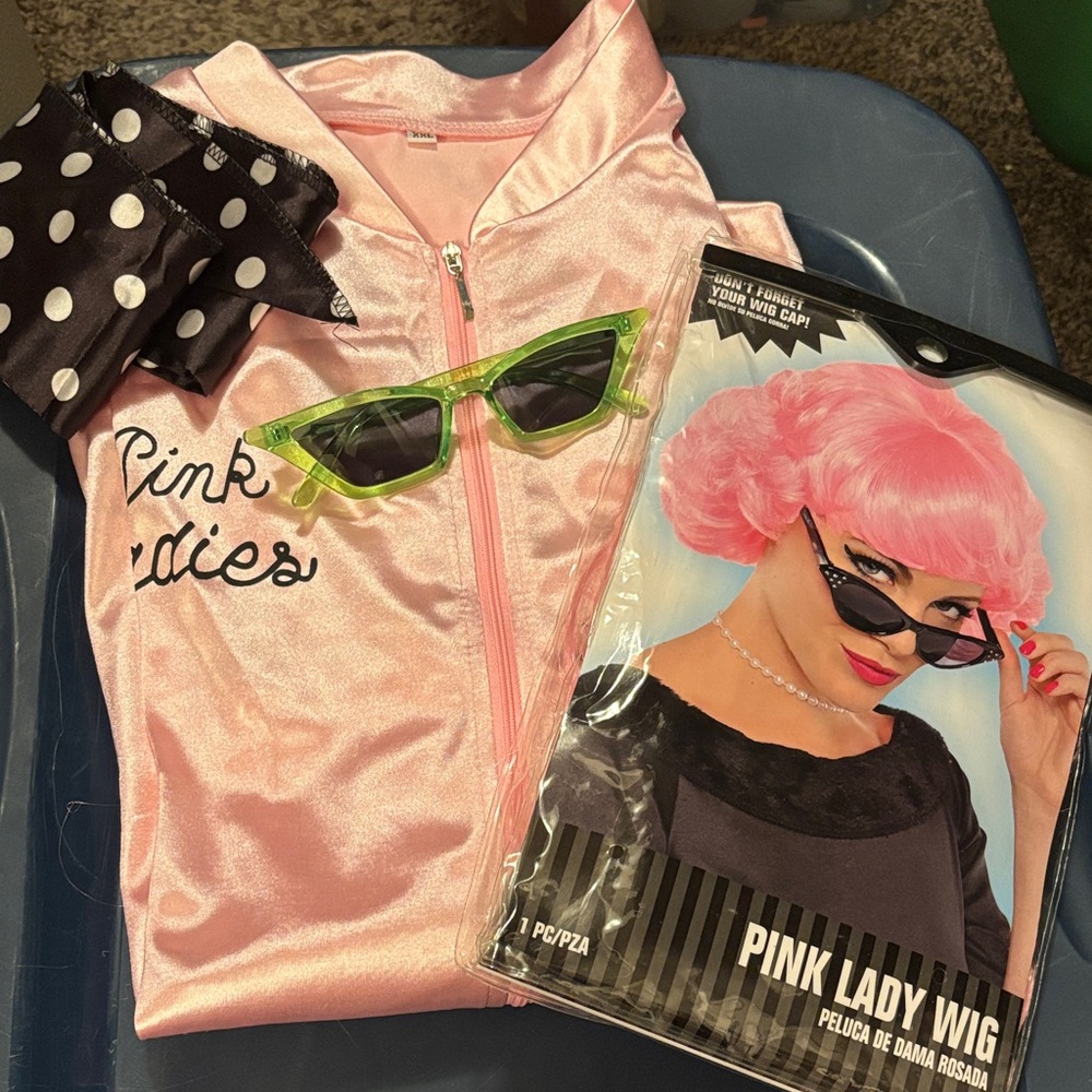 Pink Ladies Jacket and Wig Set